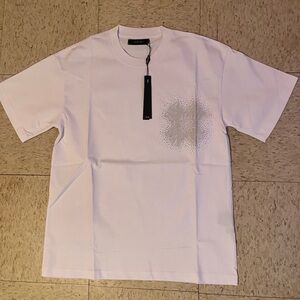 AMIRI White Short-Sleeve Crewneck Tee with Gray Starburst Detail